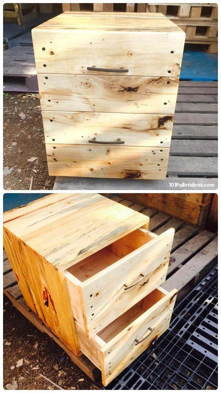 handmade wooden pallet nightstand or end table with 2 drawers