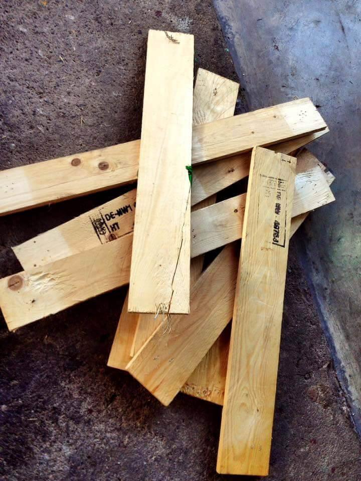 separated wooden pallet slats