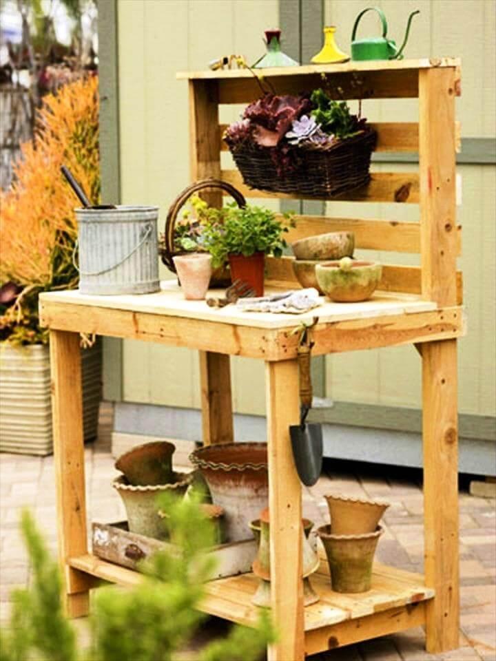 no-cost pallet potting bench