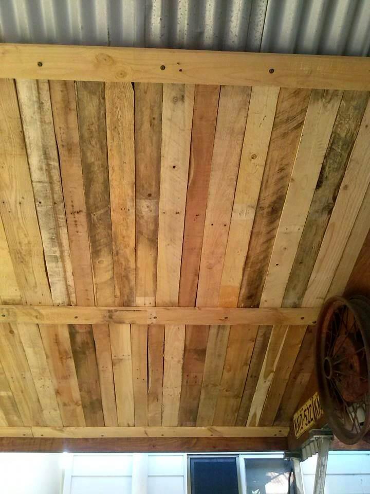 handcrafted wooden pallet roof