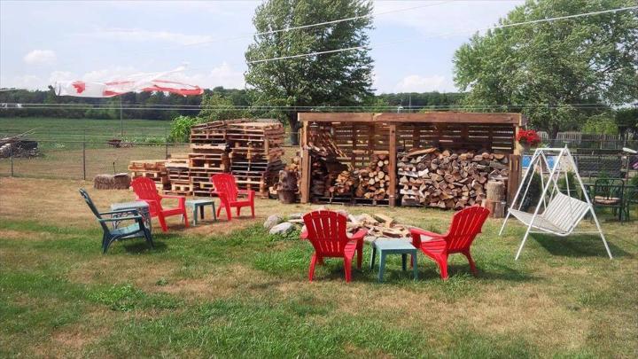 wooden pallet firewood shed
