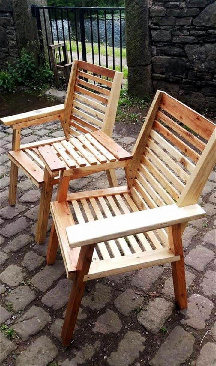 Upcycled Pallet Chair / Bench Easy Pallet Ideas