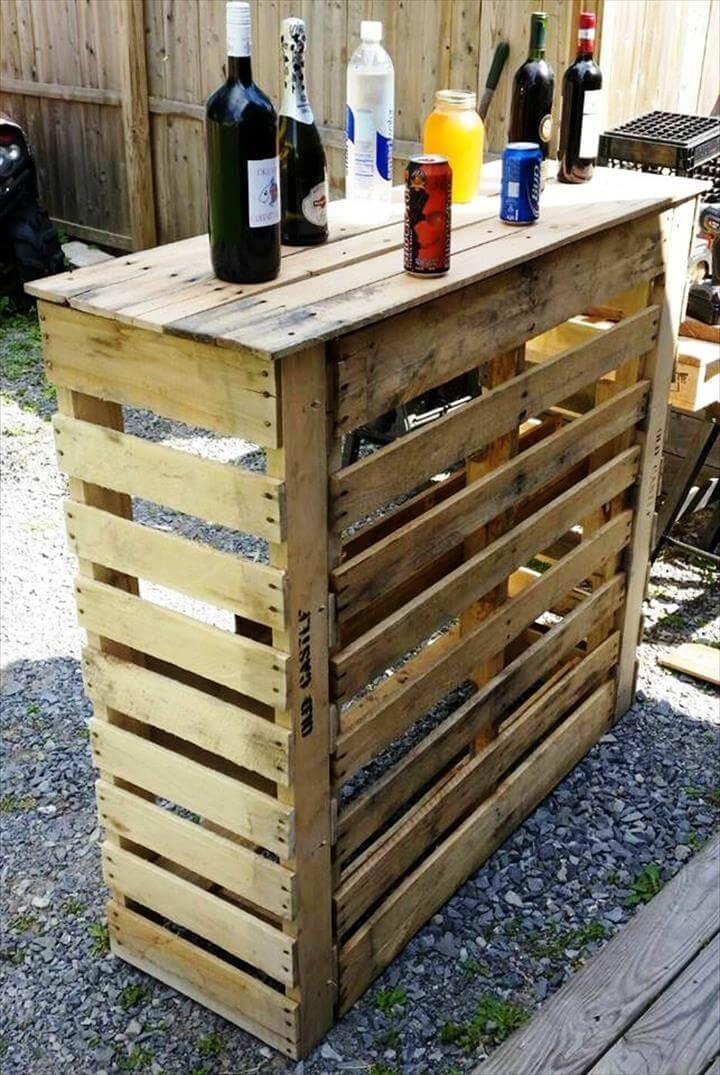 upcycled wooden pallet bar