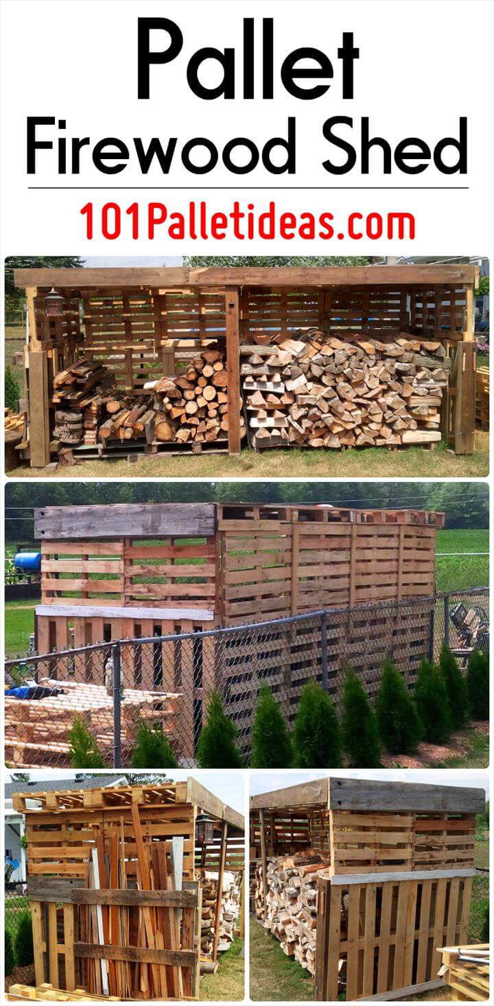 Build a firewood rack out of pallets sale