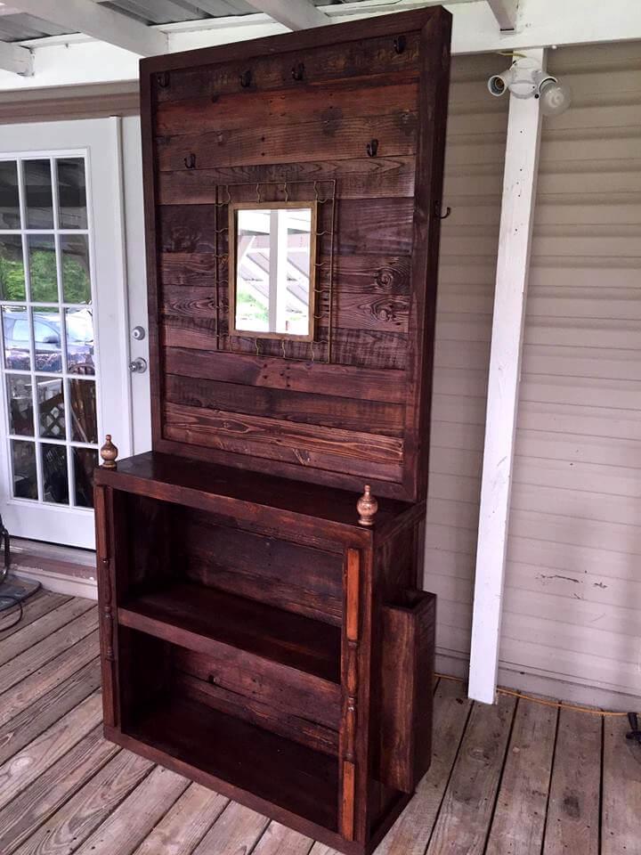 handcrafted wooden pallet hall tree