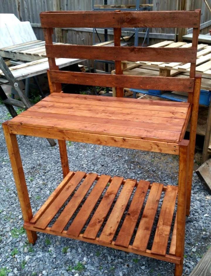 recycled pallet potting bench