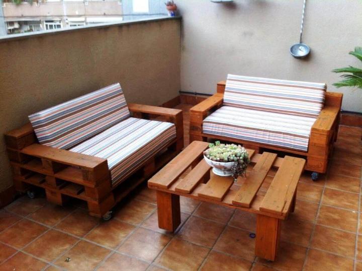 diy wooden pallet terrace sitting set