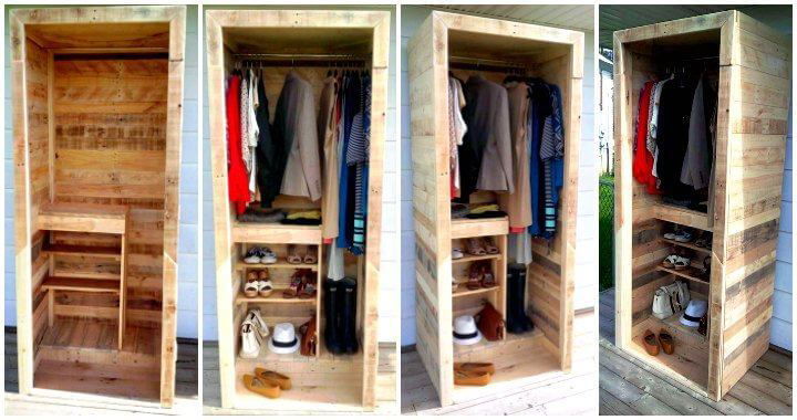 Built a Pallet Wardrobe or Pallet Closet - Easy Pallet Ideas