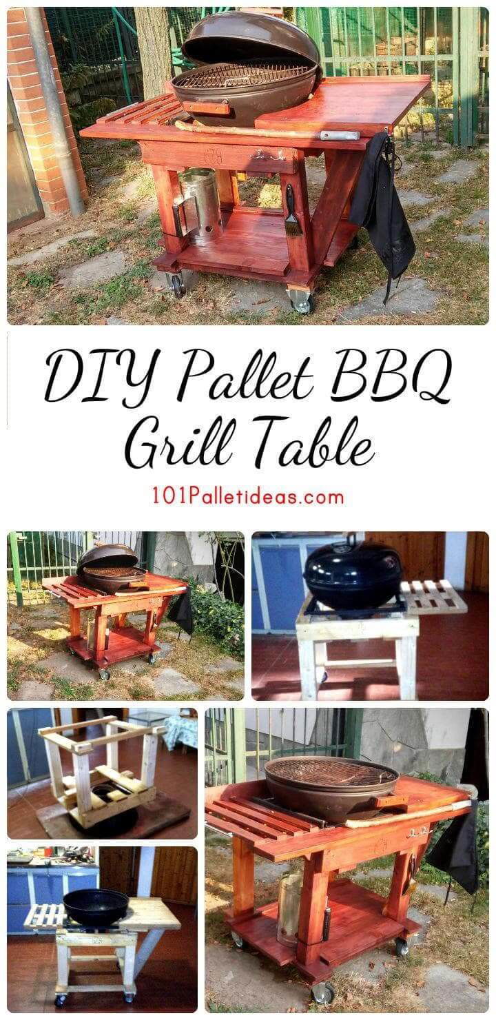 Diy Pallet Bbq Grill Table Easy Pallet Ideas