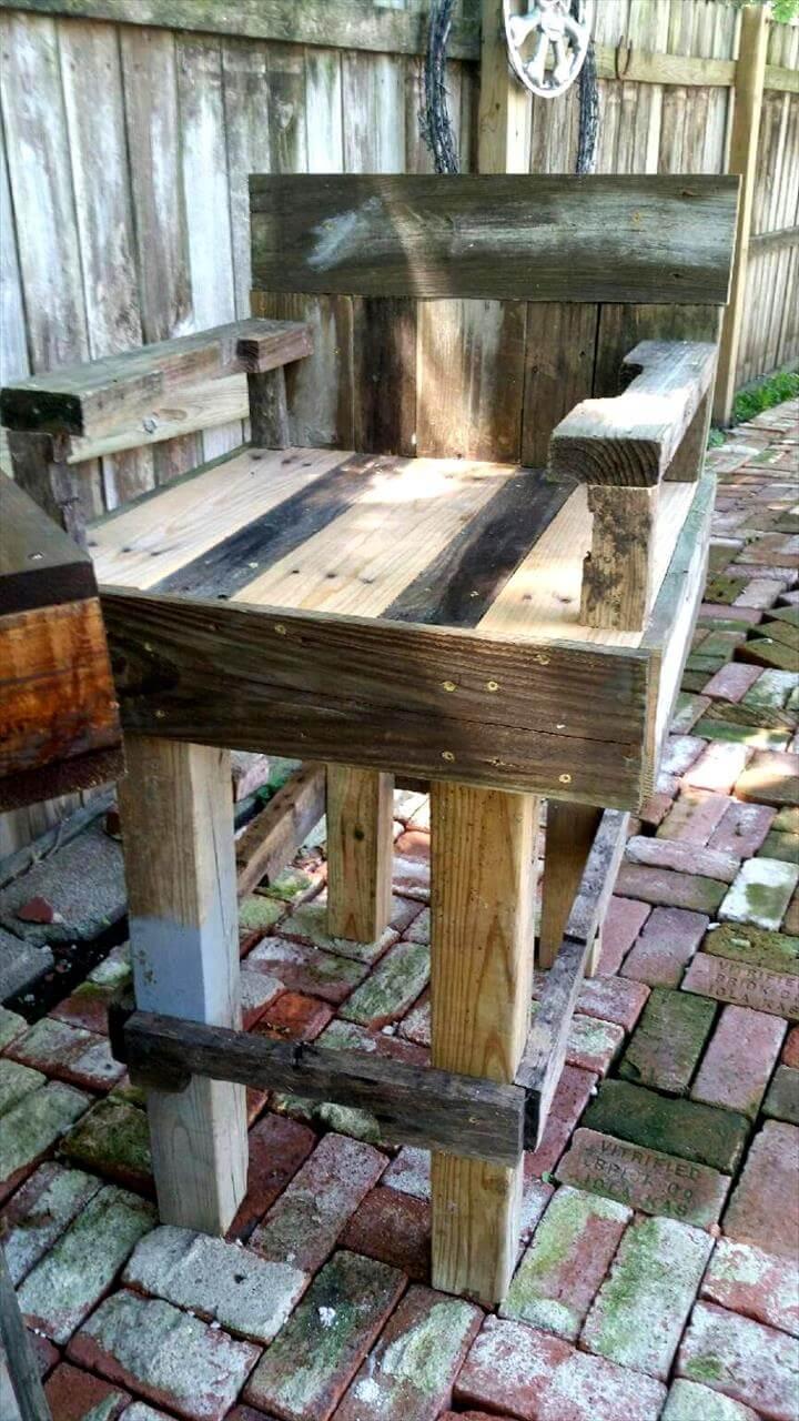 recycled pallet rustic outdoor bar chair