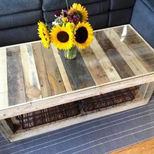 handmade pallet custom coffee table with glass top