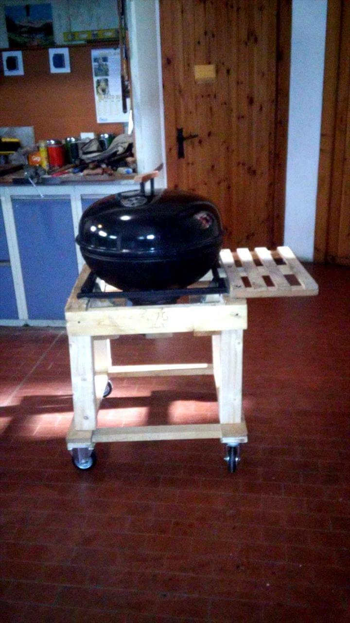 sturdy wooden pallet BBQ grill table