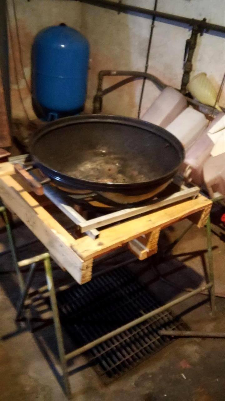 handmade pallet BBQ grill table