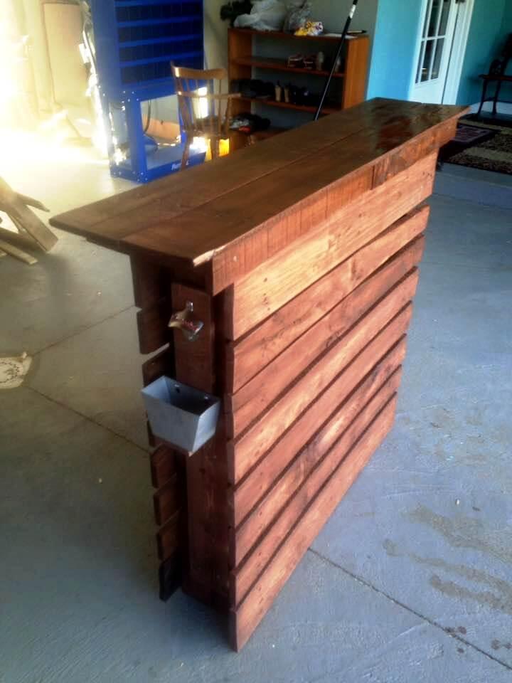 slim bar table made out of pallets