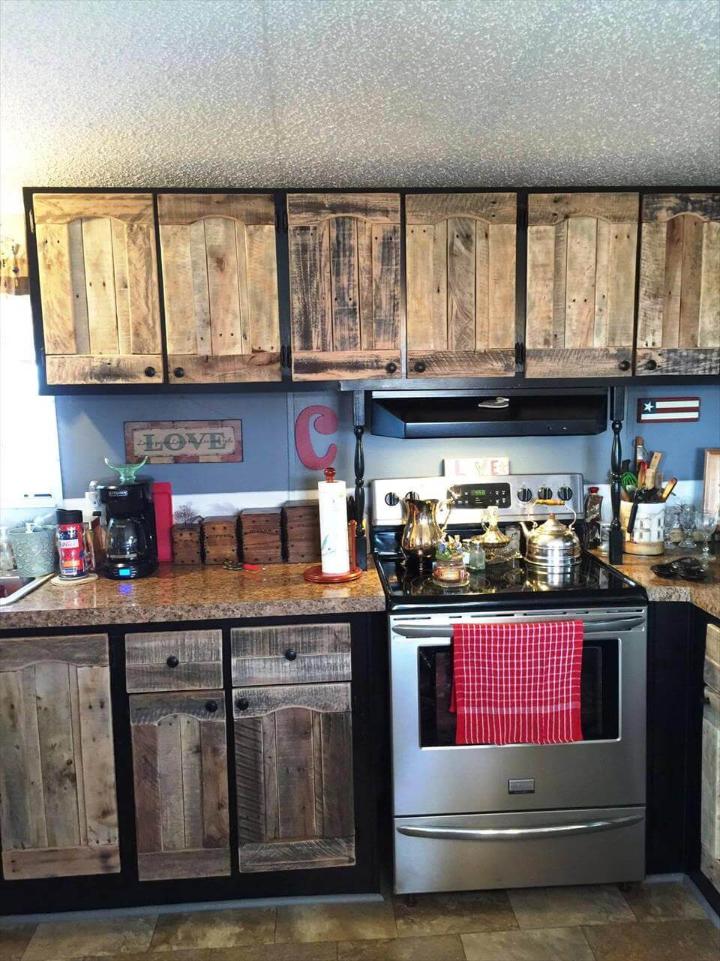 pallet kitchen cabinets done with pallets