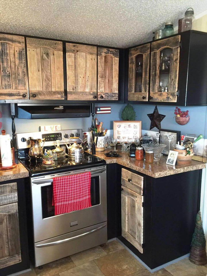 Kitchen Cabinets Done With Old Pallets 