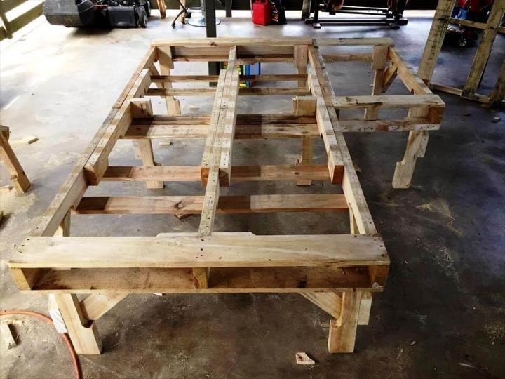 installing base frame for pallet cubby house