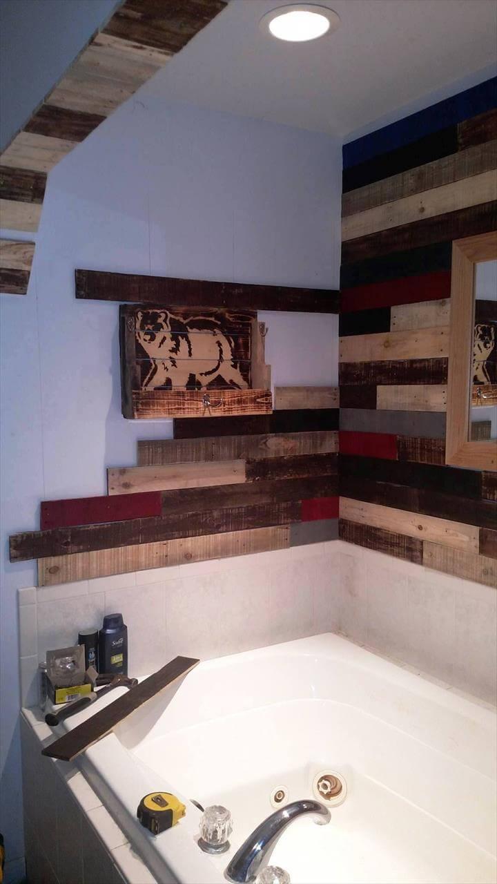 pallet bathroom wall paneling project