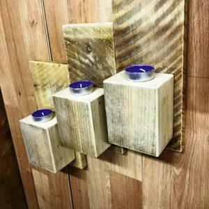 upcycled wooden pallet wall mounted candle holders