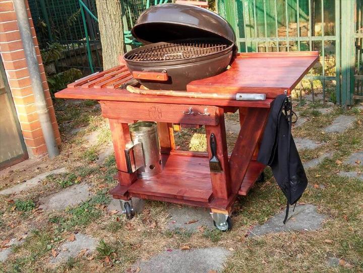 robust wooden pallet BBQ grill table