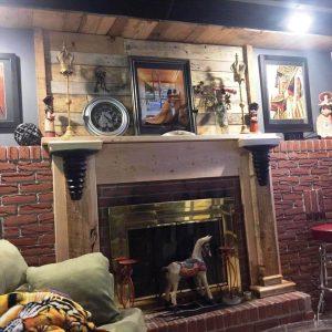 wooden pallet accent fireplace mantle wall and shelf project