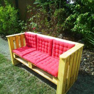 hand-built yet stylish pallet outdoor cushioned bench