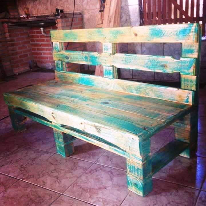 sturdy wooden pallet bench