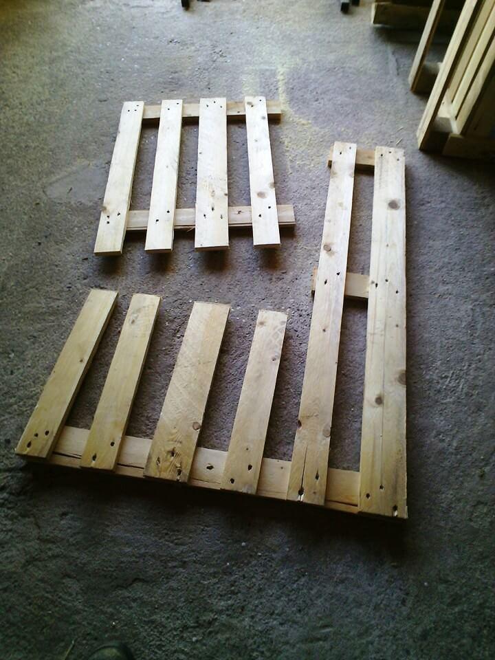 separating apart the measured pieces from pallets