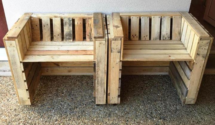 pallet made robust wooden chairs
