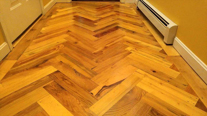 Chevron Wood Pallet Flooring Project Easy Pallet Ideas