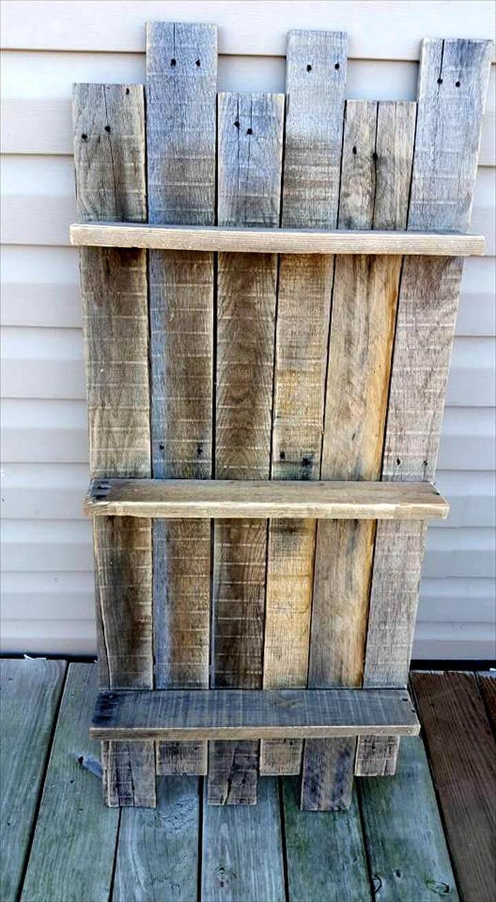 rustic wooden pallet vertical wall display shelves