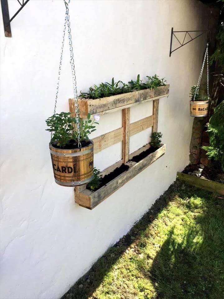wooden pallet wall hanging planter