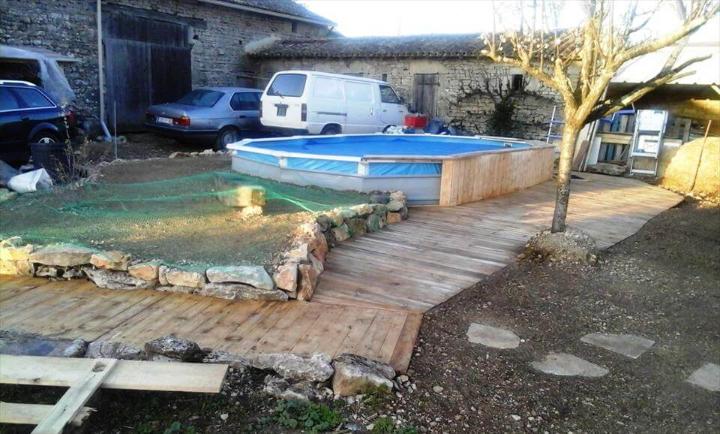 upgrading a swimming pool with pallets