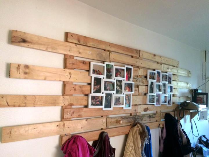 recycled pallet photo frame background and coat rack