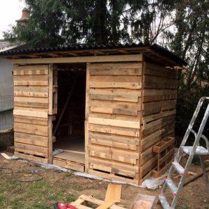 repurposed wooden pallet garden shed