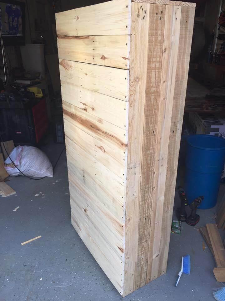 repurposed wooden pallet cabinet