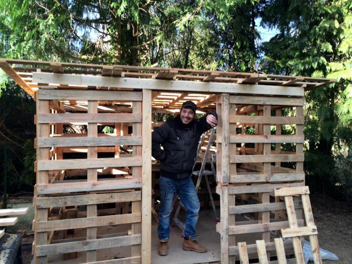 wooden pallet shed installation