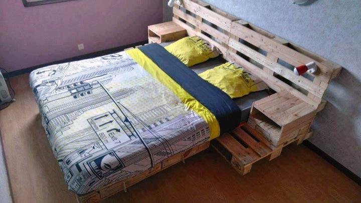 lasting wooden pallet bed with headboard