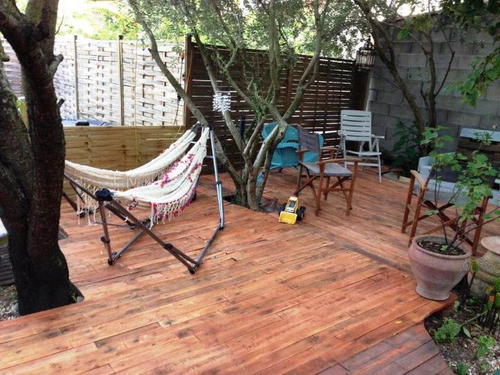 upcycled wooden pallet terrace