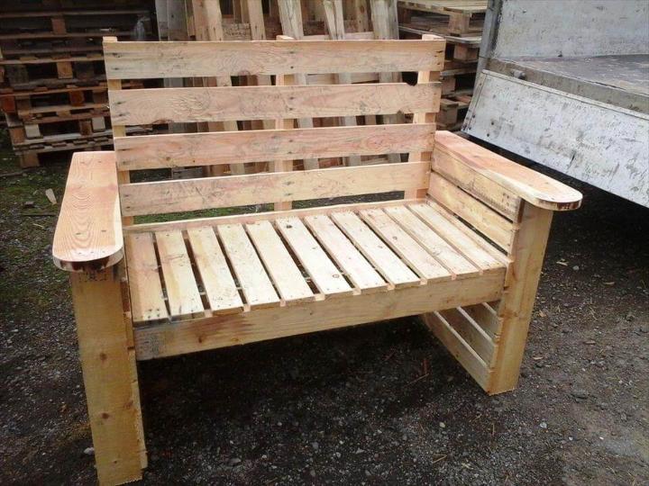 hand-built wooden pallet bench