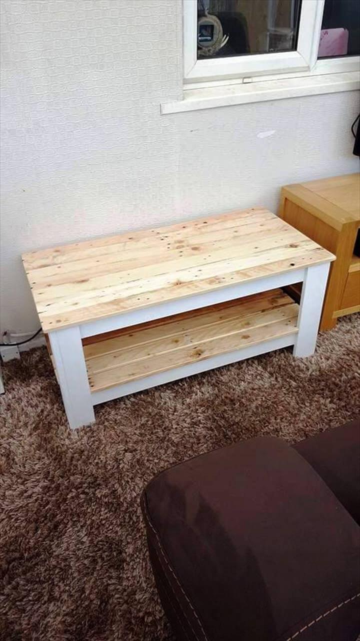 wooden pallet table with built in shelf