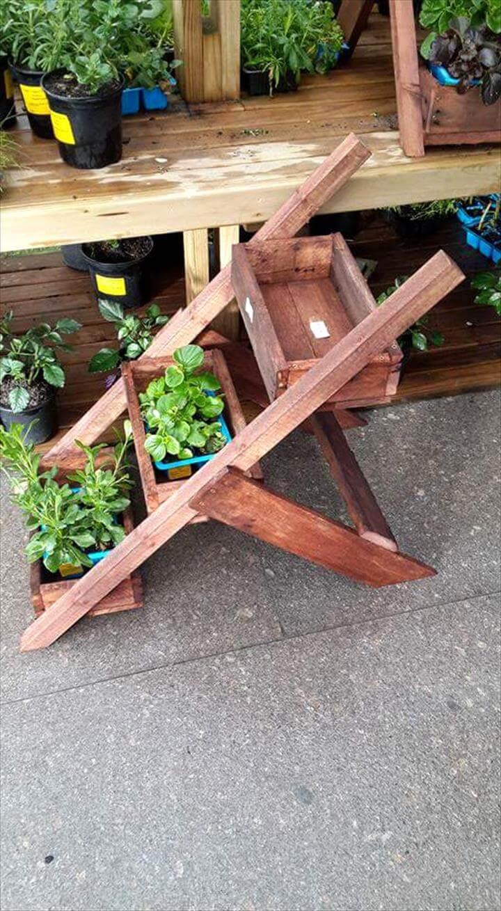 recycled pallet 3 tier planter