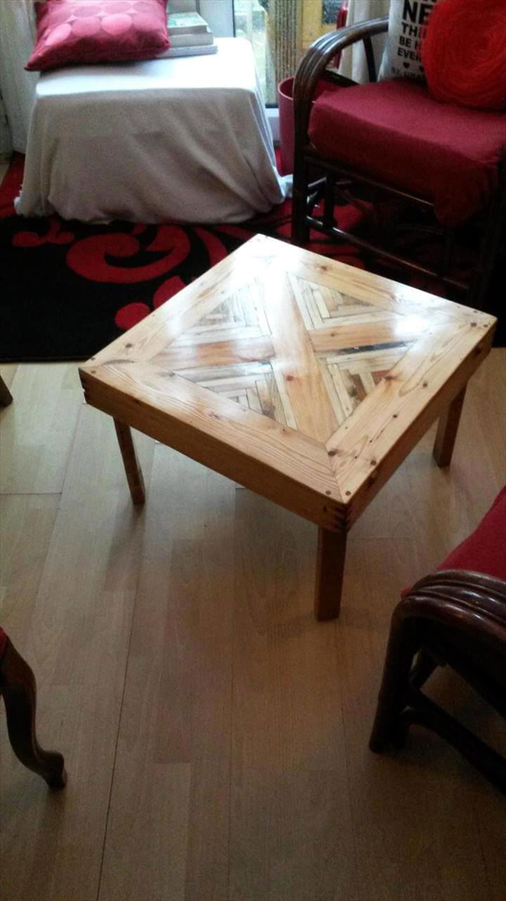 recycled pallet chevron square top coffee table