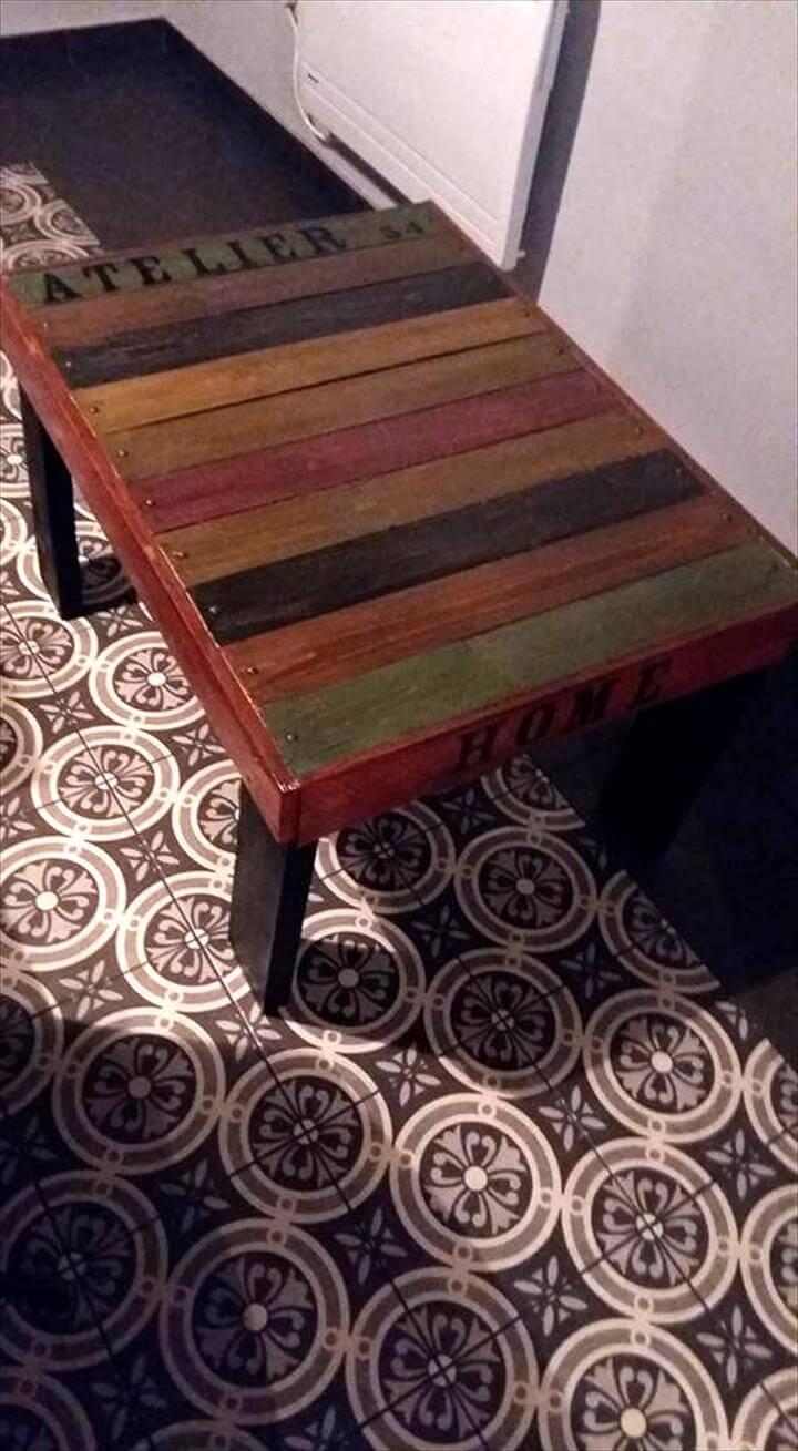 recycled pallet rainbow coffee table