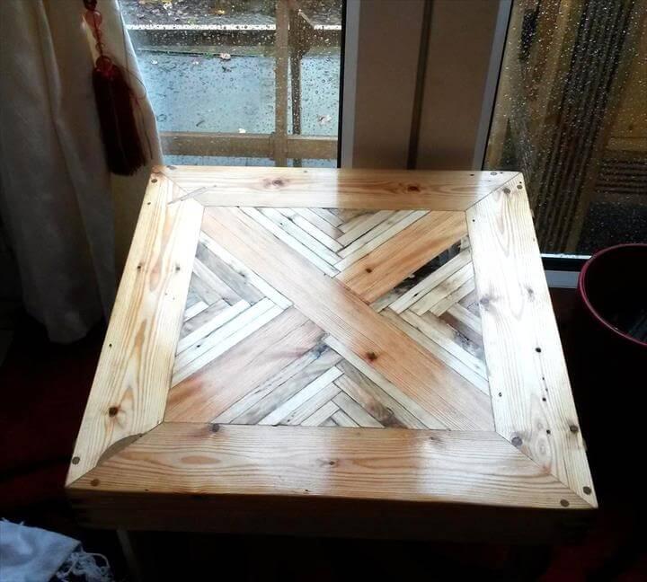 upcycled pallet sleek chevron sqaure coffee table