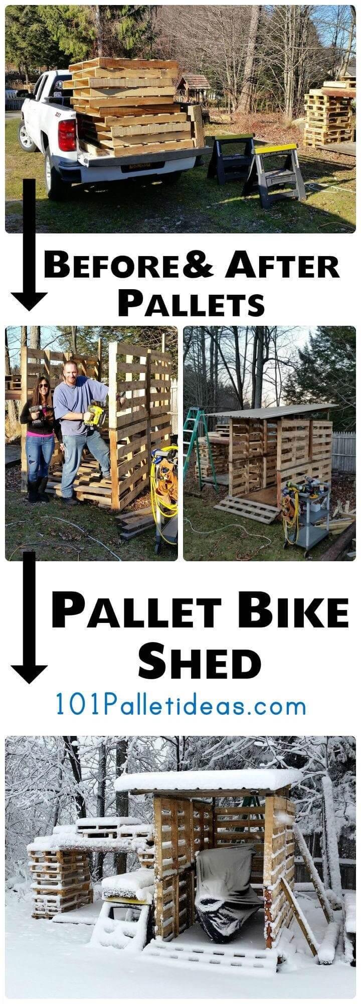 Wooden Pallet Bike Shed
