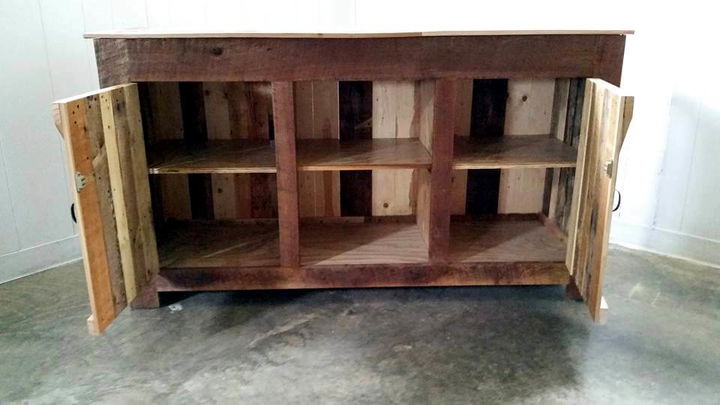 hand-built pallet TV console or entertainment center