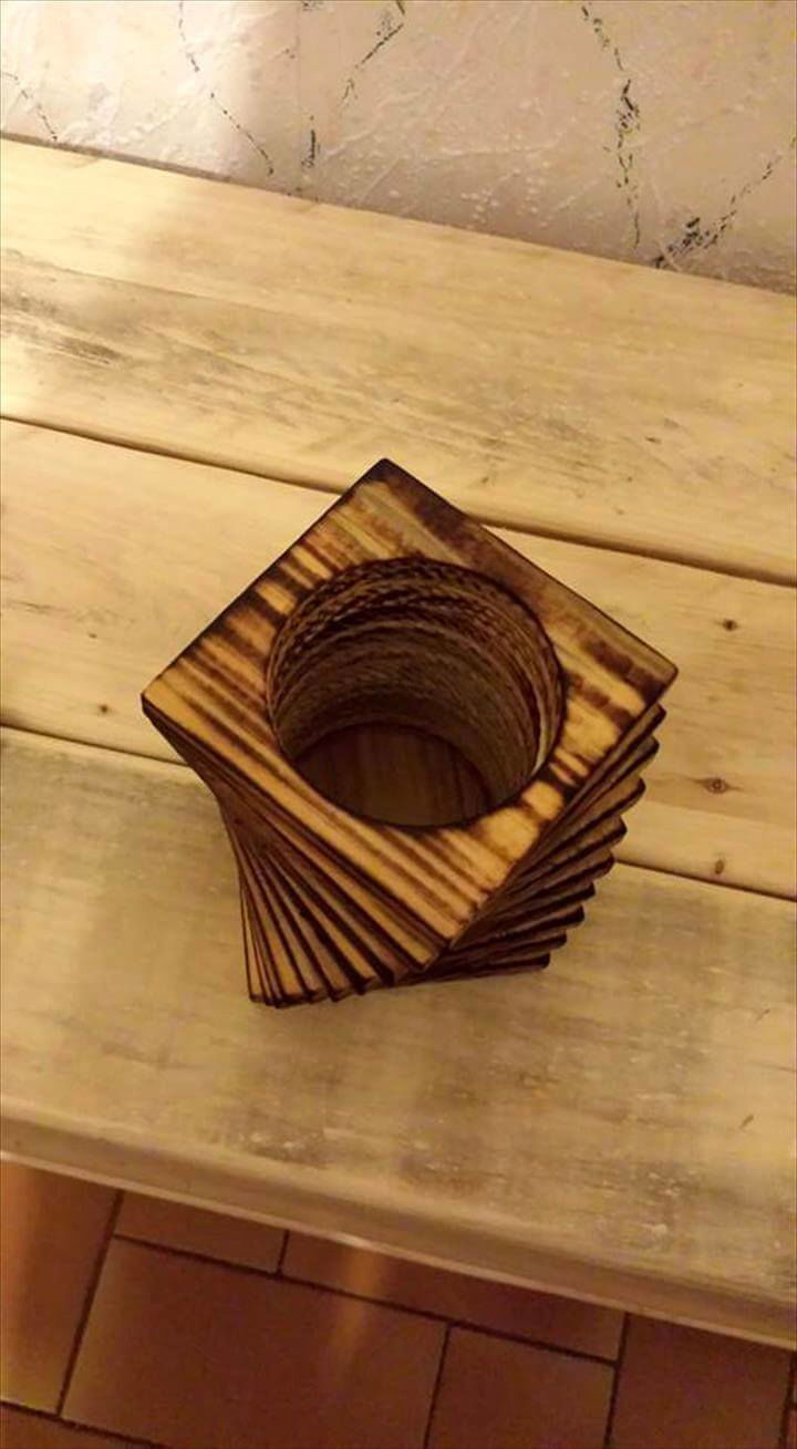 repurposed chopped pallet pencil holder