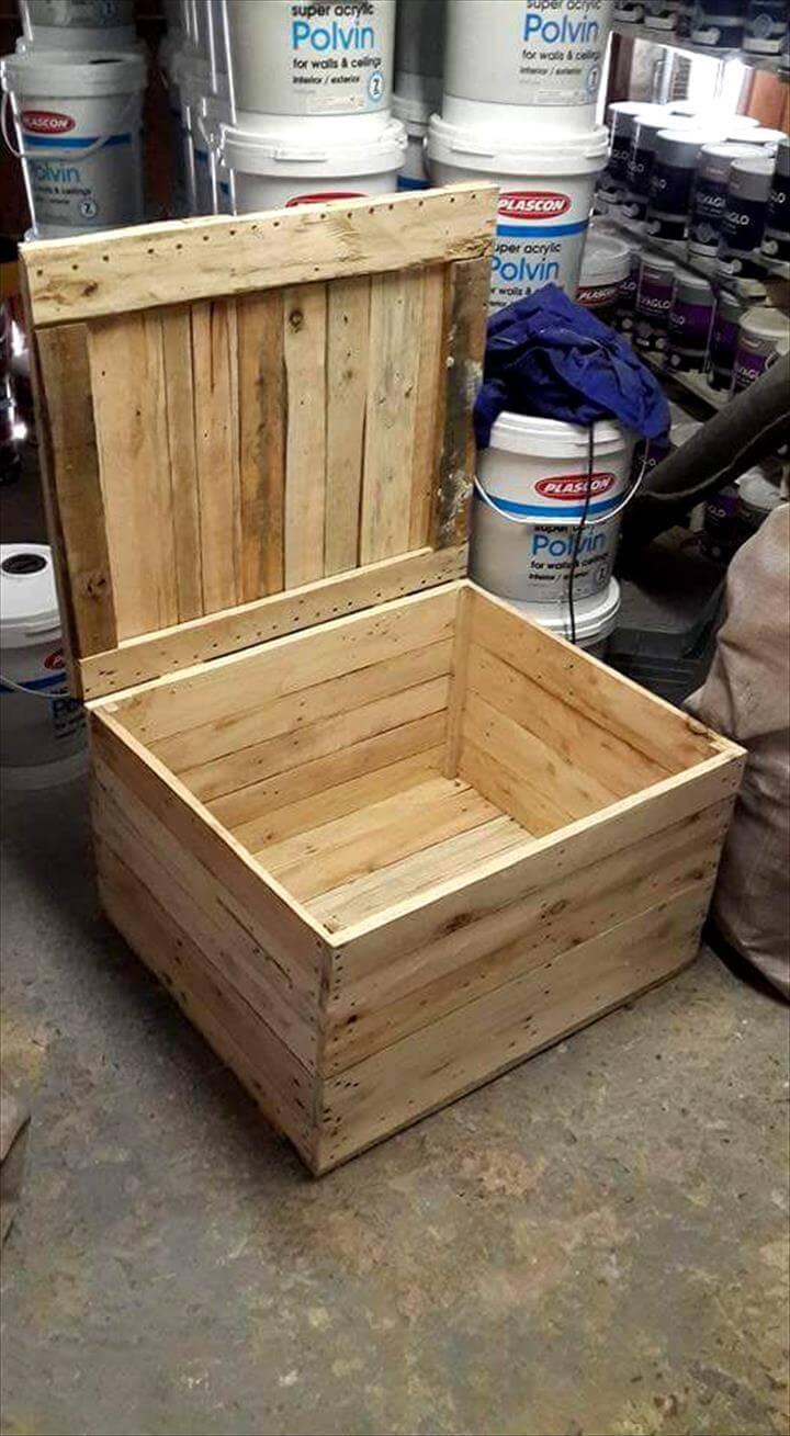 sturdy wooden pallet storage box