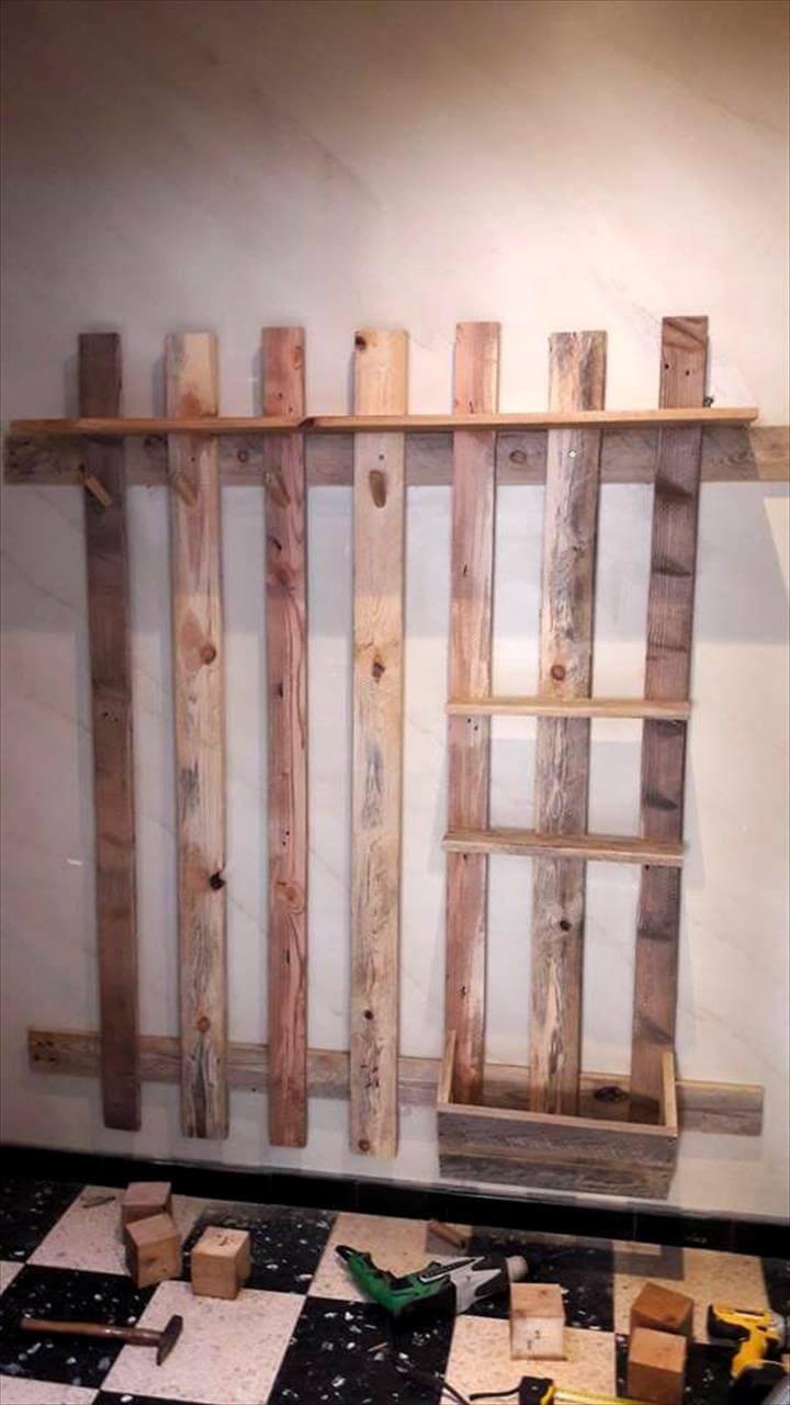 repurposed wooden pallet wall organizer